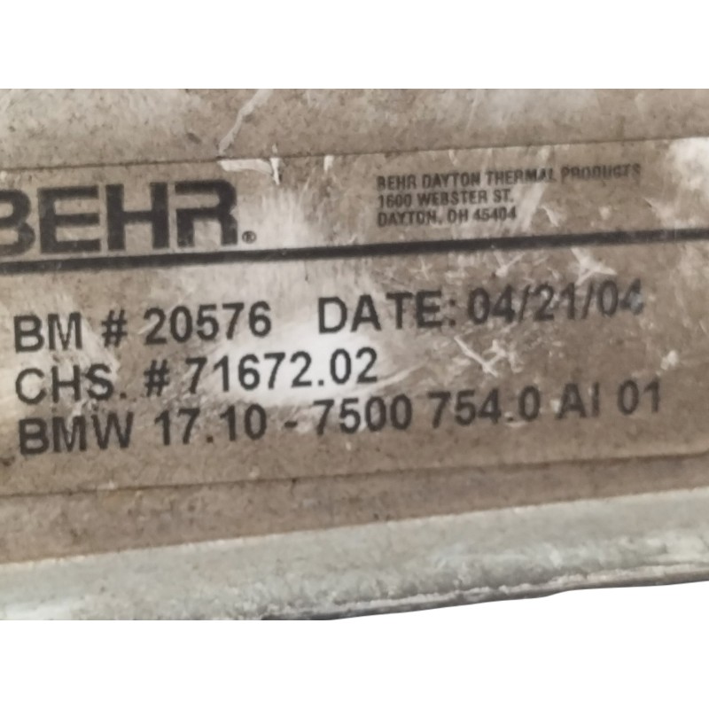 Recambio de enfriador aceite motor para bmw x5 (e53) 3.0i referencia OEM IAM 17107500754A0  