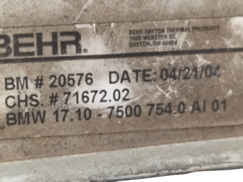 Recambio de enfriador aceite motor para bmw x5 (e53) 3.0i referencia OEM IAM 17107500754A0  