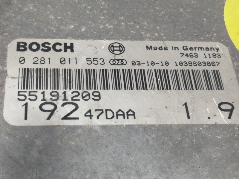 Recambio de centralita motor uce para fiat stilo (192) 1.9 jtd cat referencia OEM IAM 0281011553 55191209 19247DAA