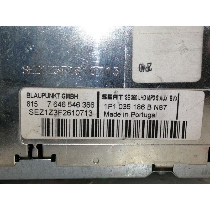 Recambio de sistema audio / radio cd para seat leon (1p1) stylance / style referencia OEM IAM 1P1035186BN87  