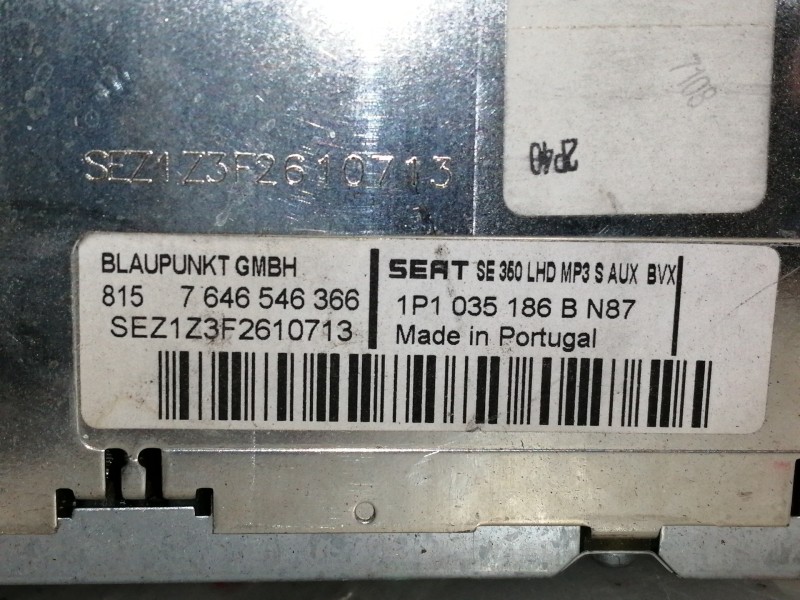 Recambio de sistema audio / radio cd para seat leon (1p1) stylance / style referencia OEM IAM 1P1035186BN87  