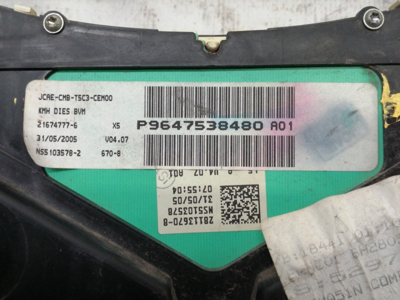 Recambio de cuadro instrumentos para peugeot 307 berlina (s2) xr referencia OEM IAM P9647538480A01 JCAECMBT5C3CEM00 216747776 NS