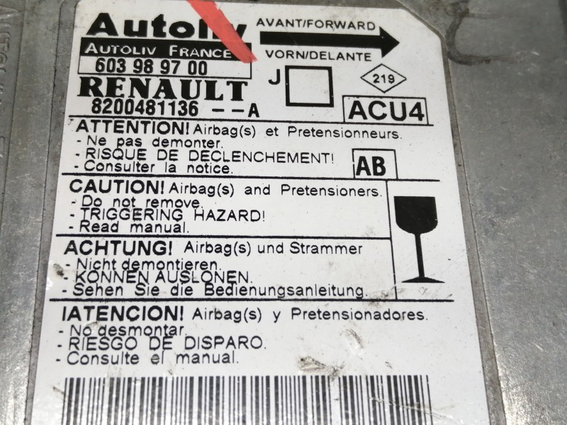 Recambio de centralita airbag para renault scenic ii confort authentique referencia OEM IAM 603989700  