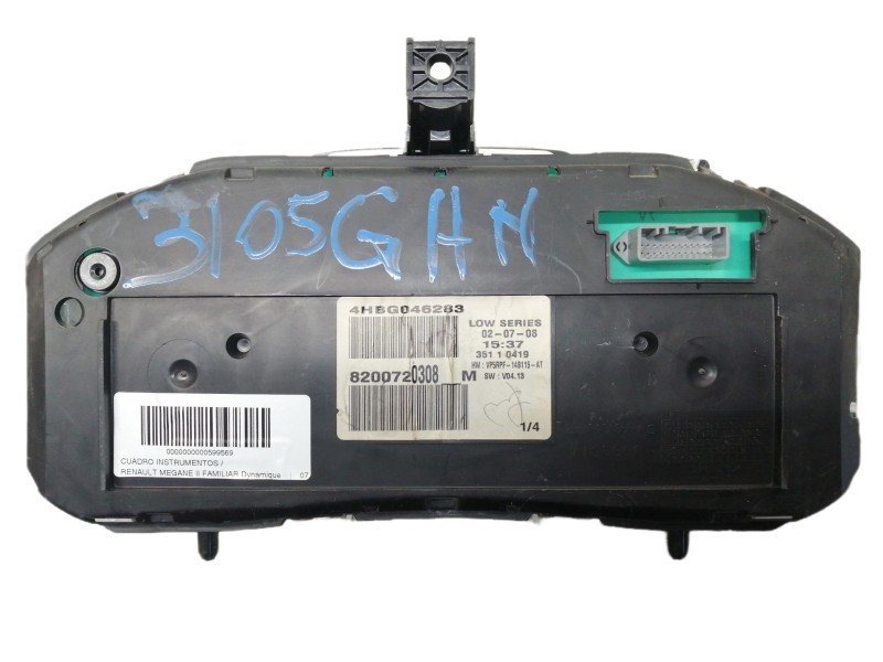 Recambio de cuadro instrumentos para renault megane ii familiar dynamique referencia OEM IAM 8200720308M 4HBG046283 VP5RPF14B115