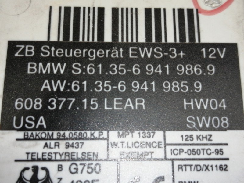 Recambio de centralita inmovilizador para bmw x5 (e53) 3.0d referencia OEM IAM 613569419869  
