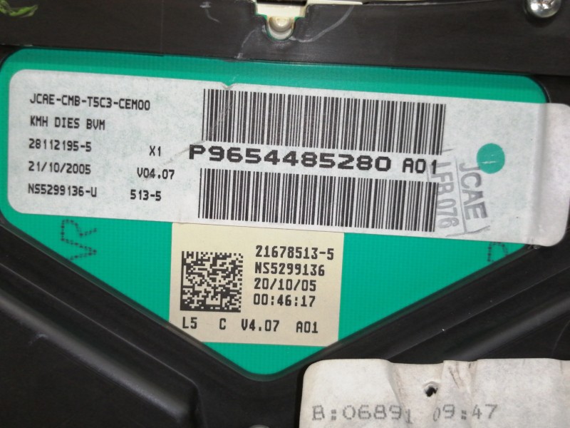 Recambio de cuadro instrumentos para peugeot 307 break/sw (s2) sw pack + referencia OEM IAM P9654485280  