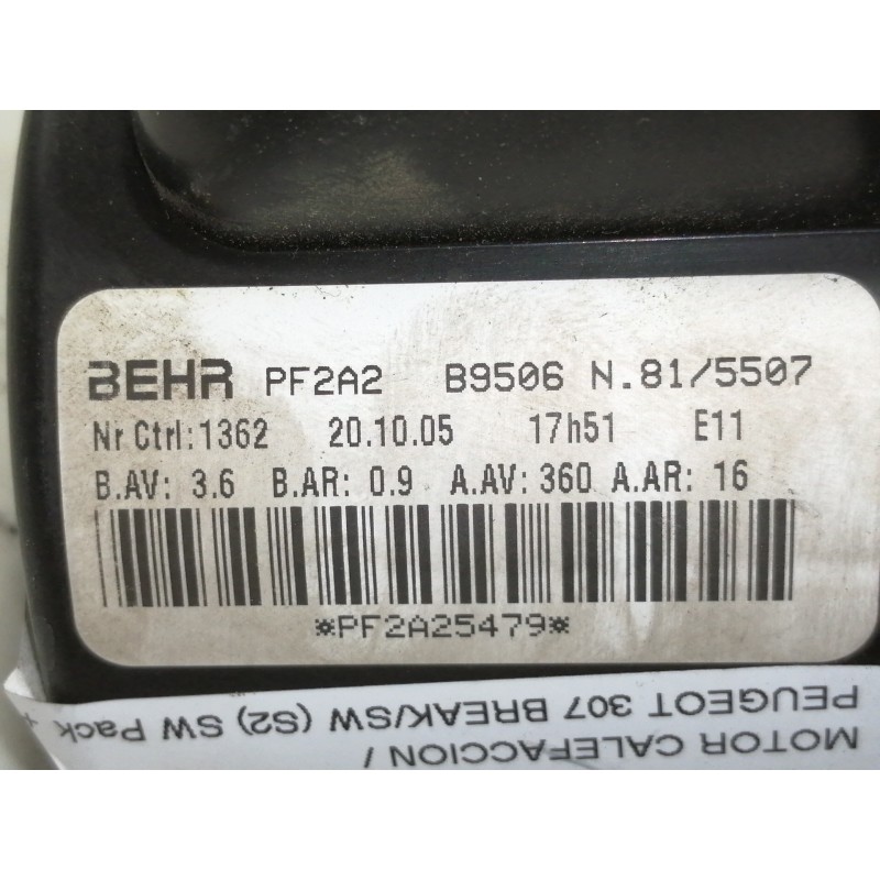 Recambio de motor calefaccion para peugeot 307 break/sw (s2) sw pack + referencia OEM IAM PF2A2B9506  
