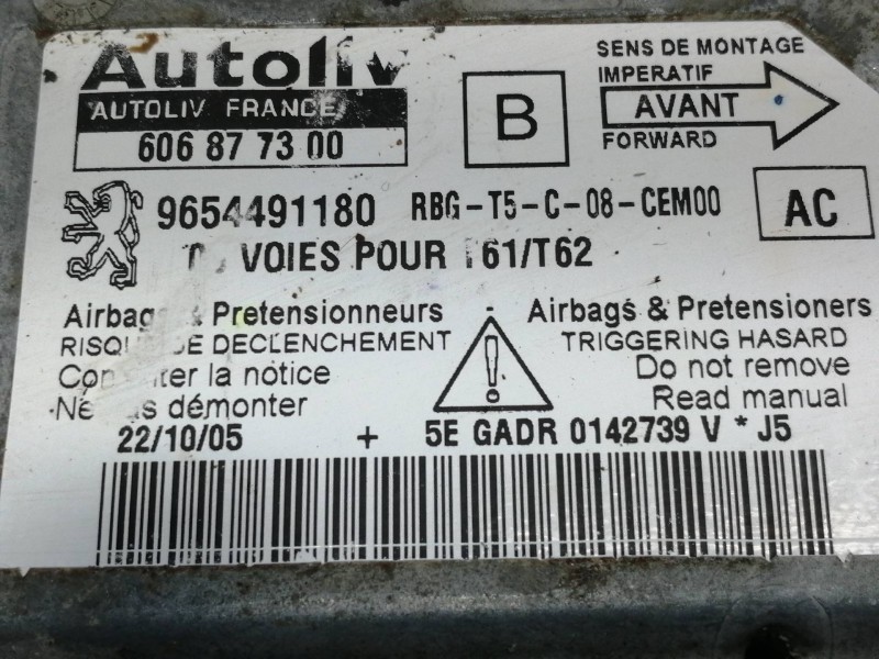 Recambio de centralita airbag para peugeot 307 break/sw (s2) sw pack + referencia OEM IAM 606877300 9654491180 