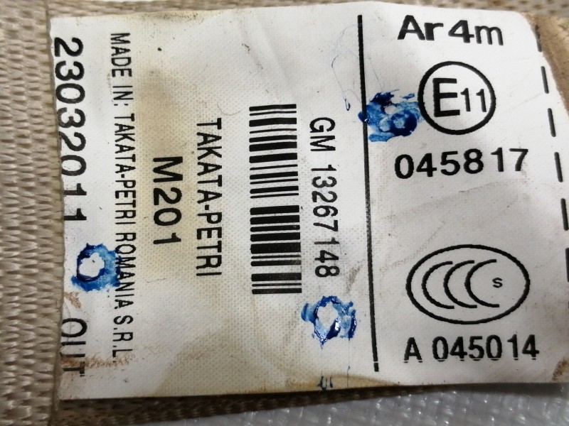 Recambio de cinturon seguridad trasero izquierdo para opel insignia berlina cosmo referencia OEM IAM 13267148 A045014 306134010A