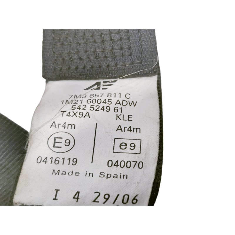 Recambio de cinturon seguridad trasero izquierdo para seat alhambra (7v9) reference referencia OEM IAM 7M385711C 542524961 1M216