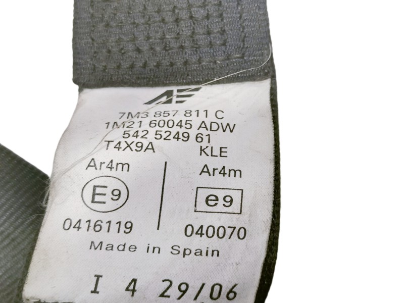 Recambio de cinturon seguridad trasero izquierdo para seat alhambra (7v9) reference referencia OEM IAM 7M385711C 542524961 1M216