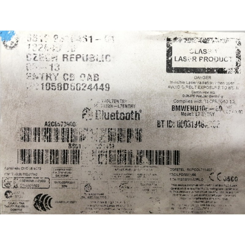 Recambio de sistema audio / radio cd para bmw serie 1 lim. (f20) 114d referencia OEM IAM E1065974E01 E1065974E01 L7280313 