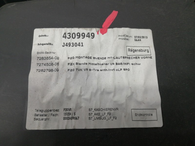 Recambio de guarnecido puerta delantera derecha para bmw serie 1 lim. (f20) 114d referencia OEM IAM R51417240404  