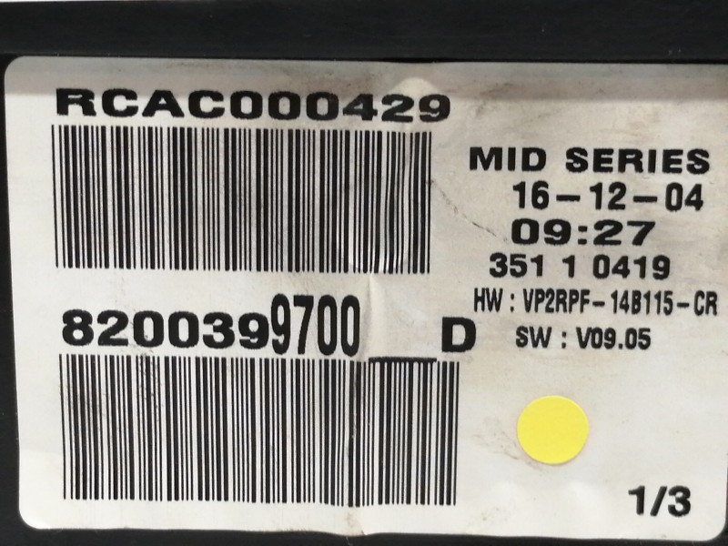 Recambio de cuadro instrumentos para renault megane ii coupe/cabrio authentique referencia OEM IAM 2RPF10A855A  