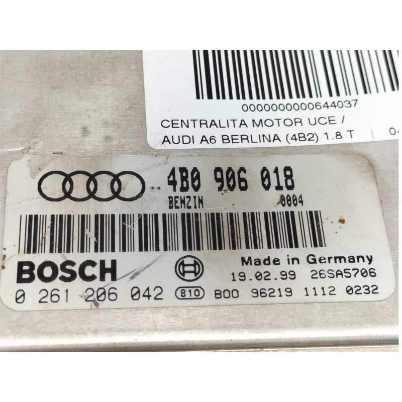 Recambio de centralita motor uce para audi a6 berlina (4b2) 1.8 t referencia OEM IAM 4B0906018  