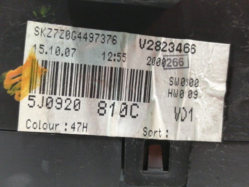 Recambio de cuadro instrumentos para skoda fabia (5j2 ) spirit referencia OEM IAM 5J0920810C  