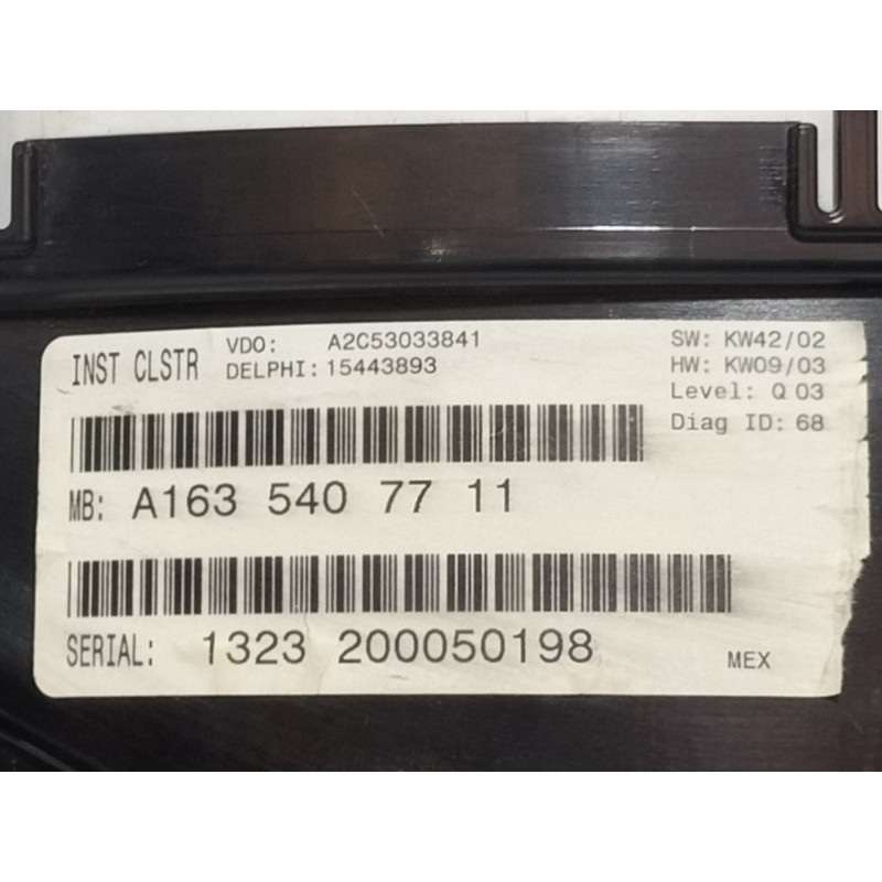 Recambio de cuadro instrumentos para mercedes-benz clase m (w163) 270 cdi (163.113) referencia OEM IAM A1635407711  