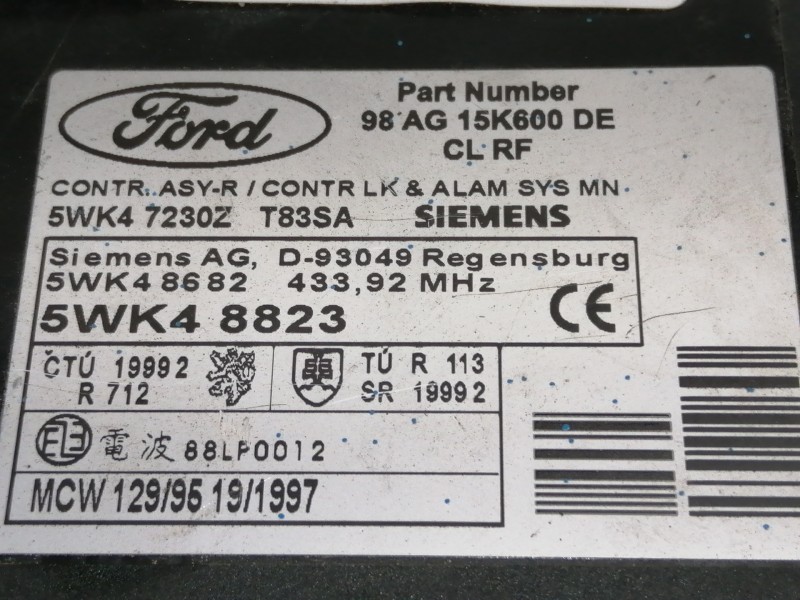 Recambio de centralita cierre para ford focus berlina (cak) ghia referencia OEM IAM 98AG15K600  