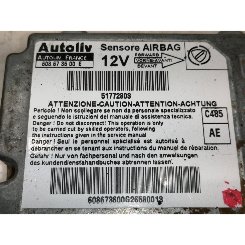Recambio de centralita airbag para fiat doblo (119) 1.3 16v multijet active com. (55kw) referencia OEM IAM 608673600E 608673600E