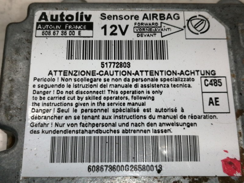 Recambio de centralita airbag para fiat doblo (119) 1.3 16v multijet active com. (55kw) referencia OEM IAM 608673600E 608673600E