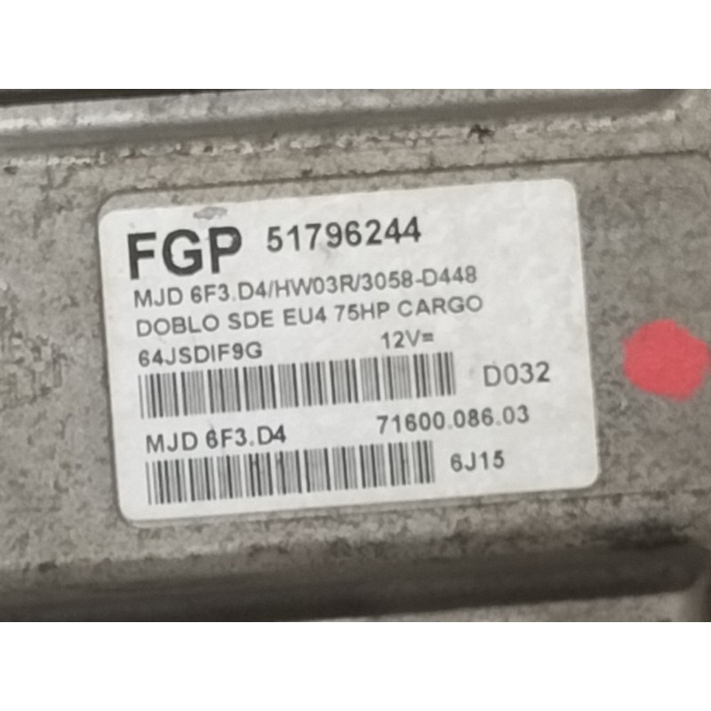 Recambio de centralita motor uce para fiat doblo (119) 1.3 16v multijet active com. (55kw) referencia OEM IAM 51796244  