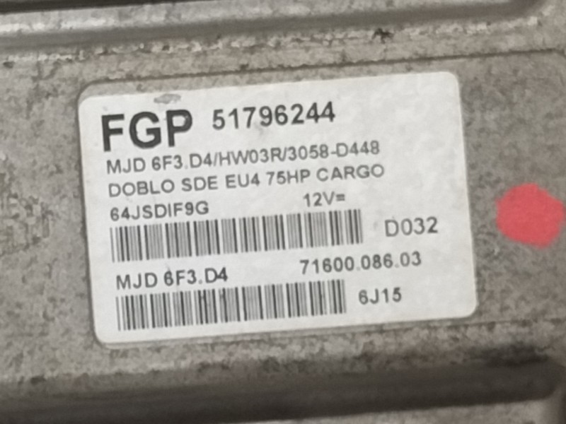 Recambio de centralita motor uce para fiat doblo (119) 1.3 16v multijet active com. (55kw) referencia OEM IAM 51796244  