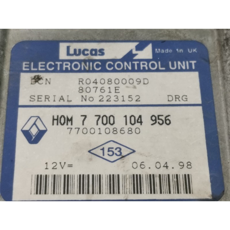 Recambio de centralita motor uce para renault clio ii fase i (b/cbo) 1.9 d referencia OEM IAM HOM7700104956  