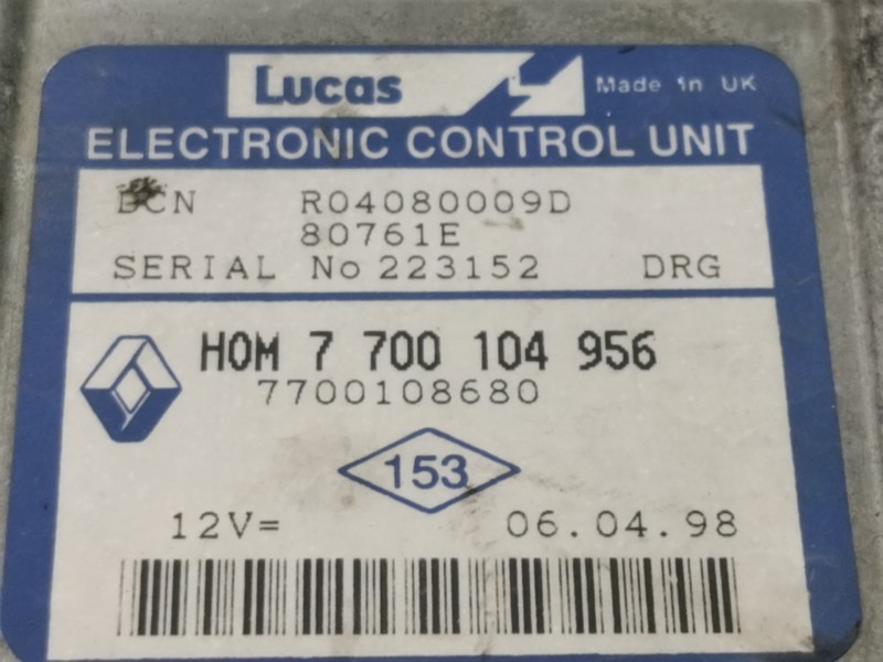 Recambio de centralita motor uce para renault clio ii fase i (b/cbo) 1.9 d referencia OEM IAM HOM7700104956  