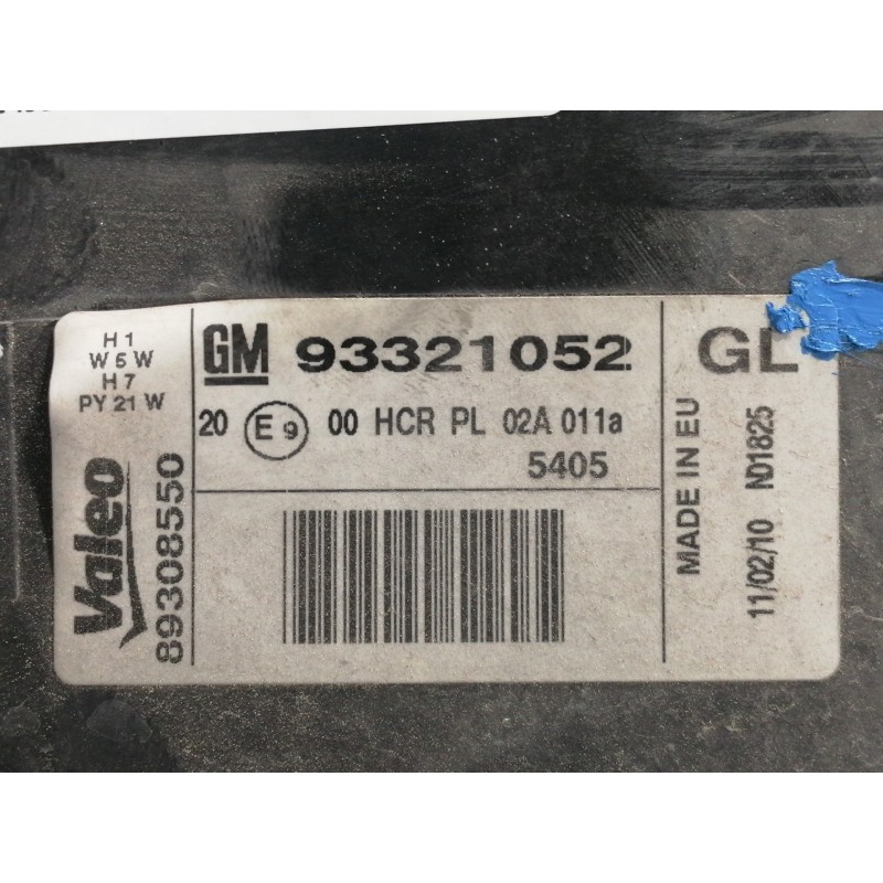 Recambio de faro izquierdo para opel meriva cosmo referencia OEM IAM 93321052 89308550 N01825