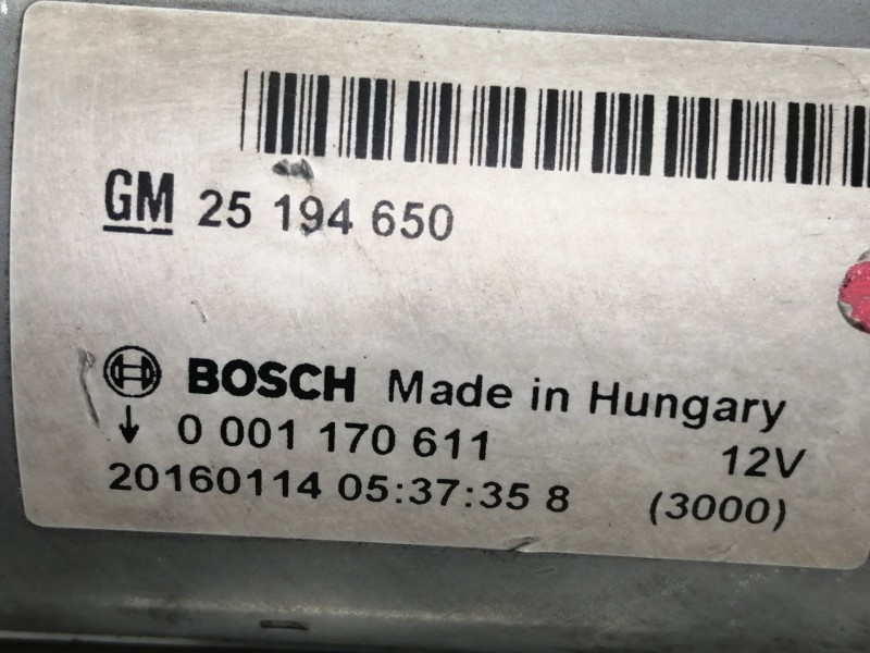 Recambio de motor arranque para opel adam unlimited ecoflex referencia OEM IAM 25194650  