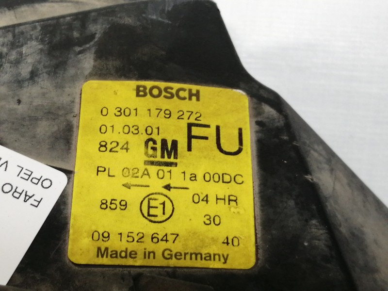 Recambio de faro derecho para opel vectra b berlina elegance referencia OEM IAM 0301179272 09152647 