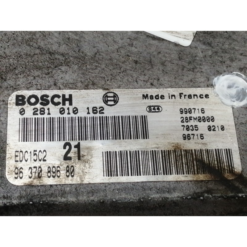 Recambio de centralita motor uce para citroën xsara coupe 2.0 hdi vts (66kw) referencia OEM IAM 0281010162 9637089680 