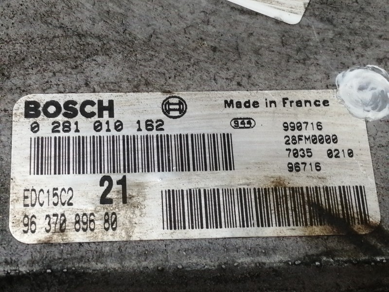 Recambio de centralita motor uce para citroën xsara coupe 2.0 hdi vts (66kw) referencia OEM IAM 0281010162 9637089680 