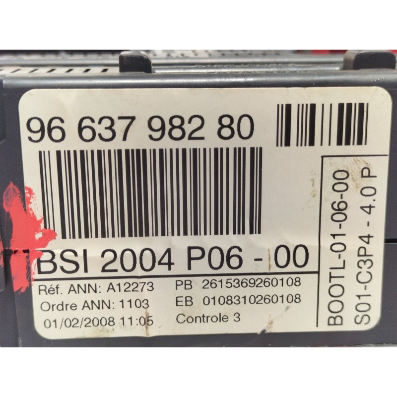 Recambio de caja reles / fusibles para peugeot 207 1.4 referencia OEM IAM 9663798280  