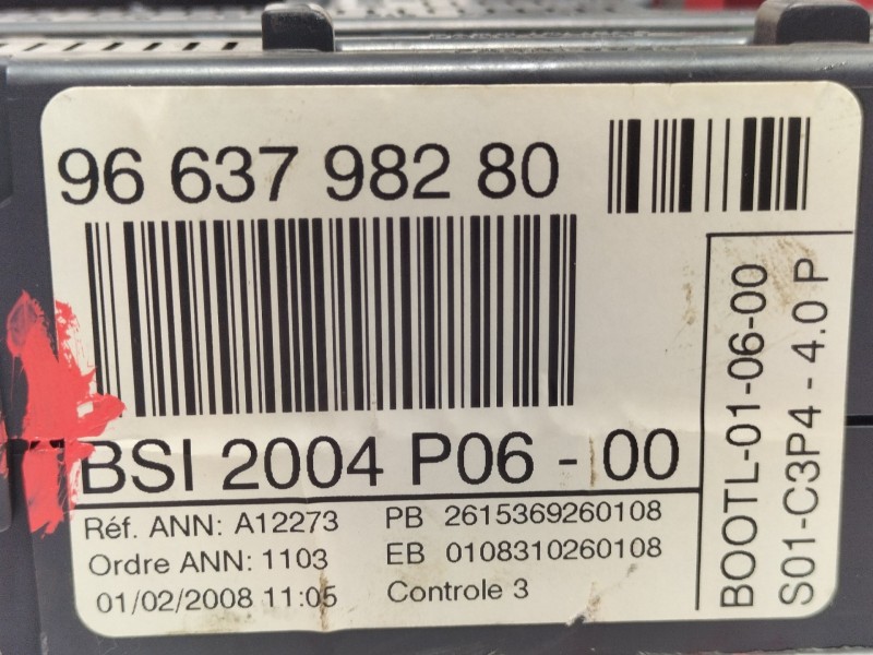 Recambio de caja reles / fusibles para peugeot 207 1.4 referencia OEM IAM 9663798280  