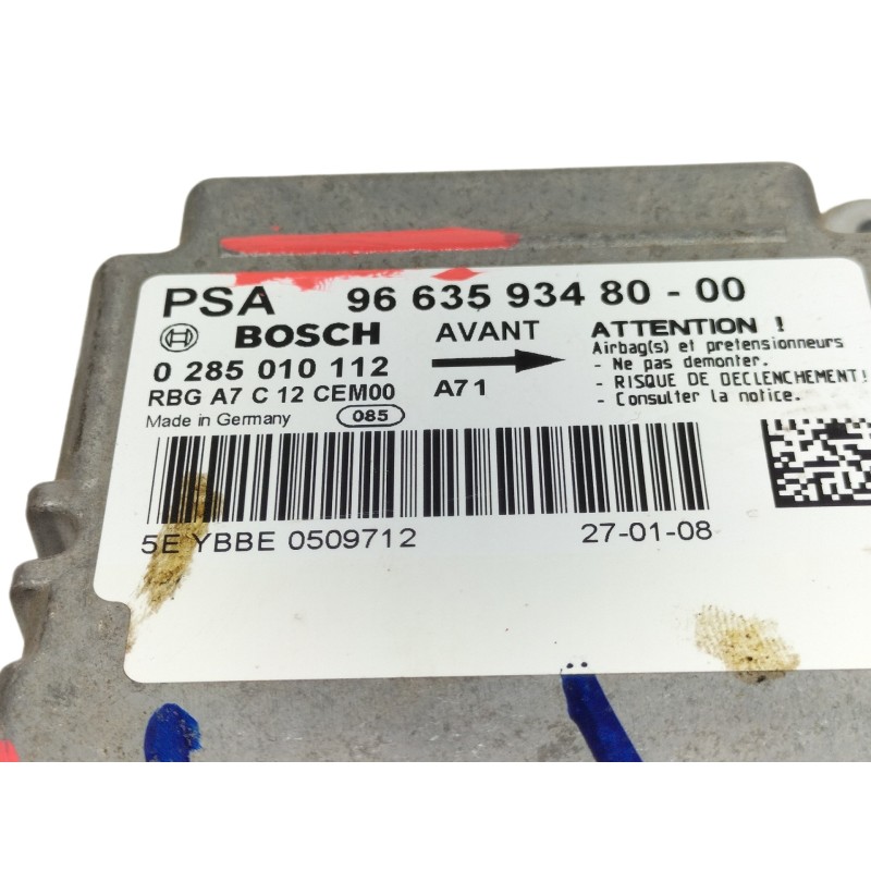 Recambio de centralita airbag para peugeot 207 1.4 referencia OEM IAM 9663593480  