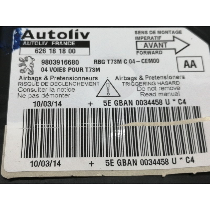 Recambio de centralita airbag para peugeot 308 access referencia OEM IAM 626181800 9803916680 / 608762100B 620504800