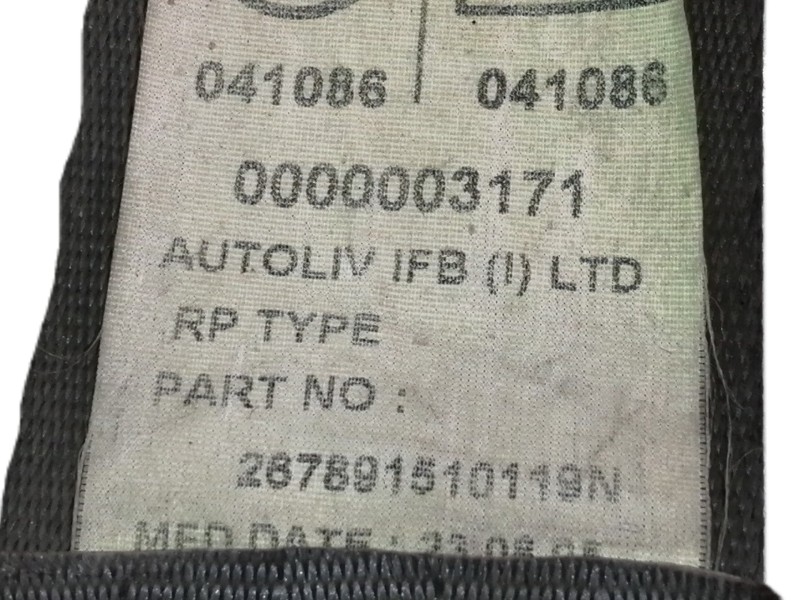 Recambio de cinturon seguridad delantero derecho para tata indica ab01-i/lo1 referencia OEM IAM 267891510119N  5 PUERTAS