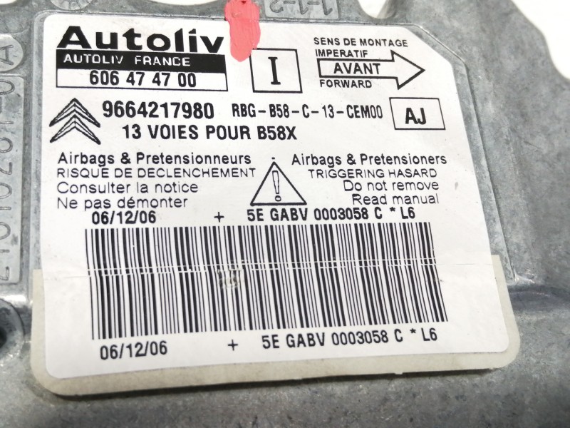 Recambio de centralita airbag para citroën c4 grand picasso sx referencia OEM IAM 9664217980  