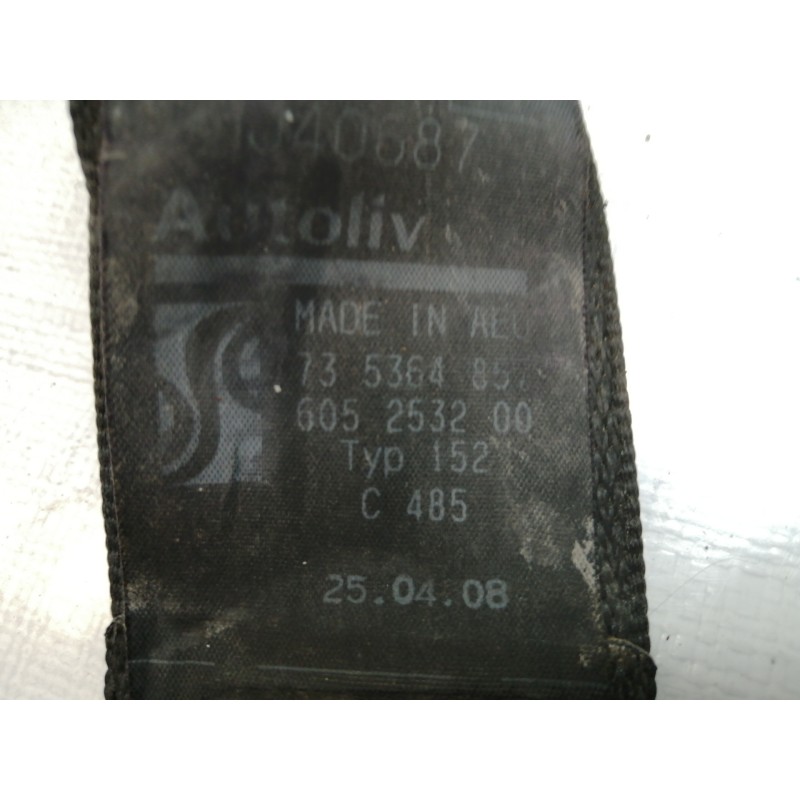 Recambio de cinturon seguridad delantero izquierdo para fiat punto (evo) (199) dynamic referencia OEM IAM 605236400  