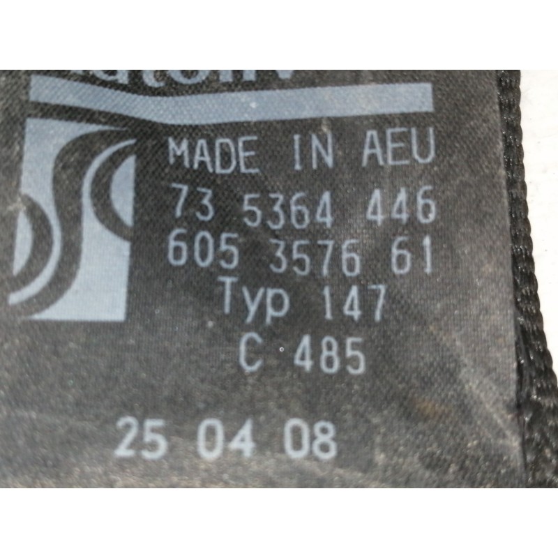 Recambio de cinturon seguridad trasero derecho para fiat punto (evo) (199) dynamic referencia OEM IAM 735364446  