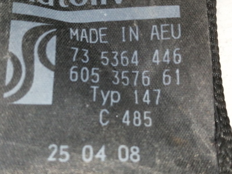 Recambio de cinturon seguridad trasero derecho para fiat punto (evo) (199) dynamic referencia OEM IAM 735364446  