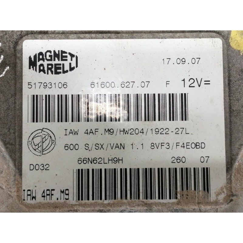 Recambio de centralita motor uce para fiat seicento (187) active referencia OEM IAM 51793106 6160062707 66N62LH9H 