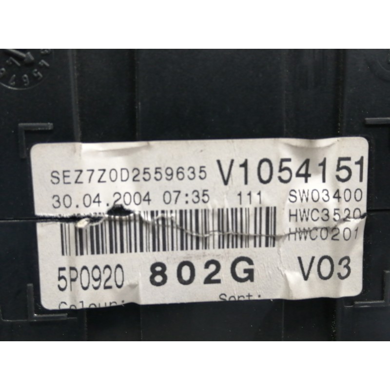 Recambio de cuadro instrumentos para seat altea (5p1) reference referencia OEM IAM 5P0920802G A2C53029654 