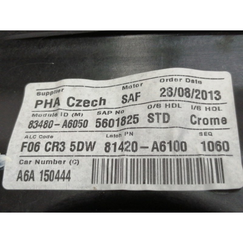 Recambio de elevalunas trasero derecho para hyundai i30 (gd) style referencia OEM IAM 83480A6050  