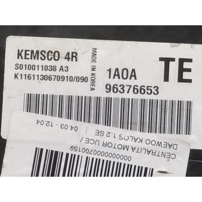 Recambio de centralita motor uce para daewoo kalos 1.2 se referencia OEM IAM 96376653  
