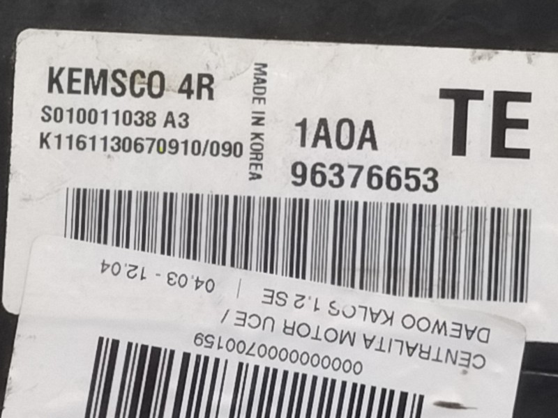 Recambio de centralita motor uce para daewoo kalos 1.2 se referencia OEM IAM 96376653  