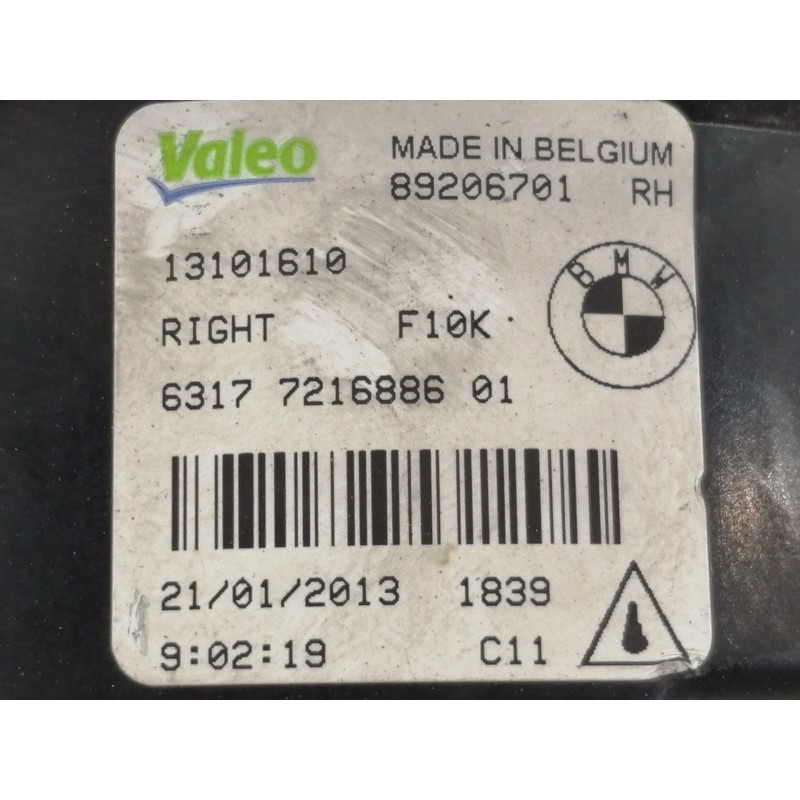 Recambio de faro antiniebla derecho para bmw serie 5 lim. (f10) 530d xdrive referencia OEM IAM 89206701  