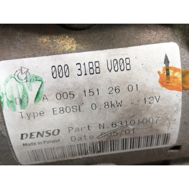 Recambio de motor arranque para smart coupe pulse referencia OEM IAM A0051512601  