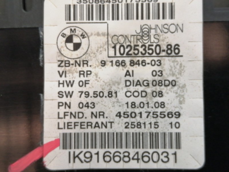Recambio de cuadro instrumentos para bmw serie 3 berlina (e90) 320d referencia OEM IAM 102535086  